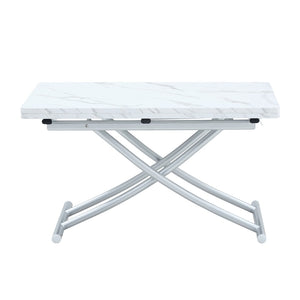 English Elm Modern Height Adjustable MDF Table with Silver Legs for Living Dining and Office W1512P506499