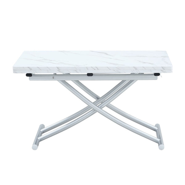 English Elm Modern Height Adjustable MDF Table with Silver Legs for Living Dining and Office W1512P506499