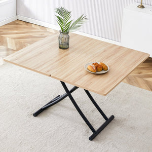 English Elm Modern Adjustable Lift Table with MFC Top and Sleek Black Legs for Studio Living W1512P506500