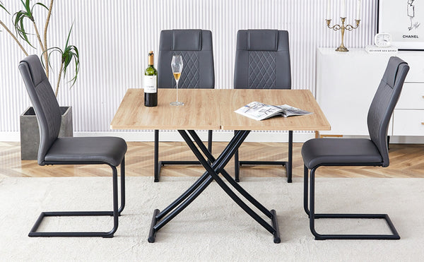English Elm Modern Adjustable Lift Table with MFC Top and Sleek Black Legs for Studio Living W1512P506500
