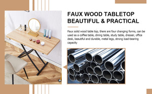 English Elm Modern Adjustable Lift Table with MFC Top and Sleek Black Legs for Studio Living W1512P506500