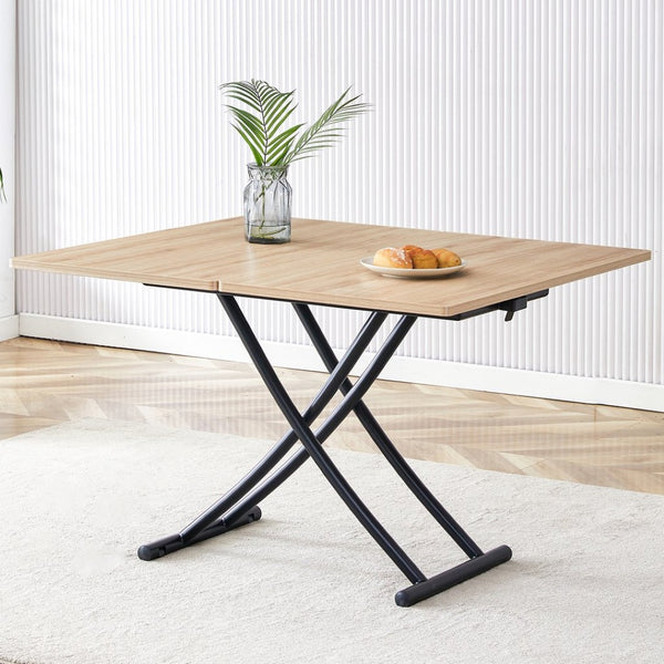 English Elm Modern Adjustable Lift Table with MFC Top and Sleek Black Legs for Studio Living W1512P506500