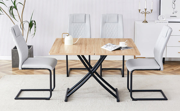 English Elm Modern Adjustable Lift Table with MFC Top and Sleek Black Legs for Studio Living W1512P506500