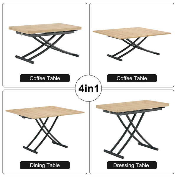 English Elm Modern Adjustable Lift Table with MFC Top and Sleek Black Legs for Studio Living W1512P506500