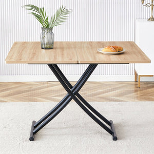 English Elm Modern Adjustable Lift Table with MFC Top and Sleek Black Legs for Studio Living W1512P506500
