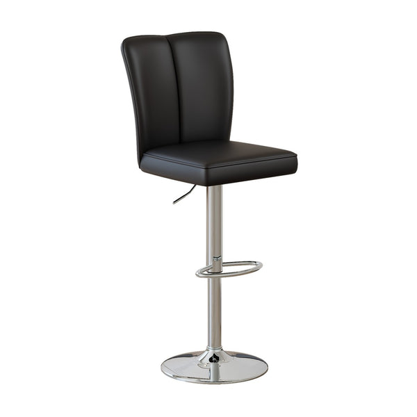 English Elm Modern Black PU Leather Swivel Barstools Set of Two with Adjustable Height W1512P506586
