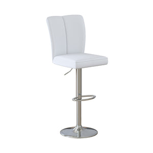 English Elm Modern PU Upholstered Swivel Barstools Set of Two with Adjustable Height Silver Legs W1512P506589