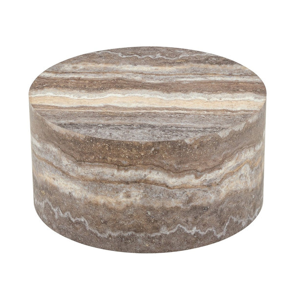 English Elm Cave Stone Patterned Round Coffee Table Compact MDF Accent for Minimalist Living Rooms W1512P507732
