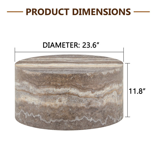 English Elm Cave Stone Patterned Round Coffee Table Compact MDF Accent for Minimalist Living Rooms W1512P507732