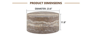 English Elm Cave Stone Patterned Round Coffee Table Compact MDF Accent for Minimalist Living Rooms W1512P507732