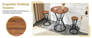 English Elm Single Package Industrial Bar Set Walnut Mdf Round Top Seats Two for Kitchen Island Walnut+Black W1512P507746