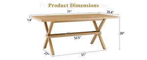 English Elm 71 Inch Walnut Grain MDF Dining Table with X Frame Steel Base Seats up to Eight Wood W1512P507756