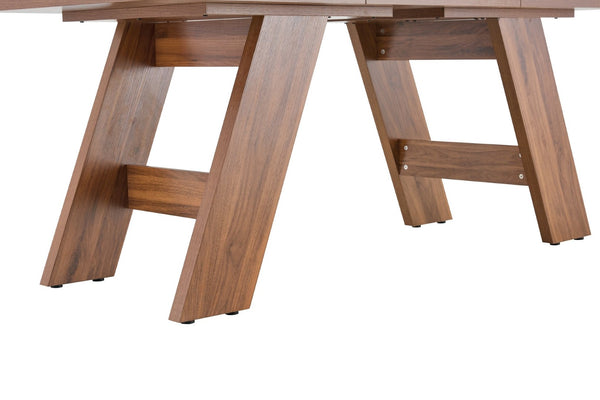 English Elm 71×31.5Inches Walnut Grain MDF Rectangular Dining Table V Leg Modern Seats Eight W1512P507764