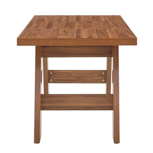 English Elm 71×31.5Inches Walnut Grain MDF Rectangular Dining Table V Leg Modern Seats Eight W1512P507764