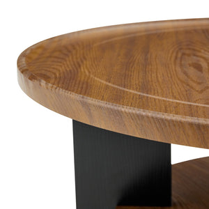 English Elm 2-piece Round Nesting Coffee Table Set Walnut Grain with Storage for Living Room W1512P507981