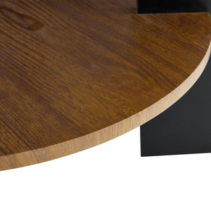 English Elm 2-piece Round Nesting Coffee Table Set Walnut Grain with Storage for Living Room W1512P507981