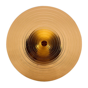 English Elm 35 Inch Round Brown Tempered Glass Dining Table with Gold Pedestal Base Seats Four W1512P508133