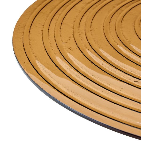 English Elm 35 Inch Round Brown Tempered Glass Dining Table with Gold Pedestal Base Seats Four W1512P508133