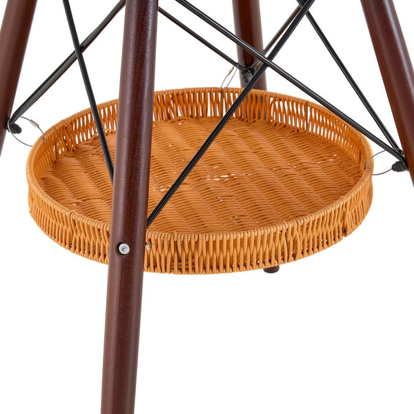 English Elm 31.5-inch Round Dining Table Matte Mdf Top Woven Basket Storage Walnut Legs Compact Walnut+black W1512P508157