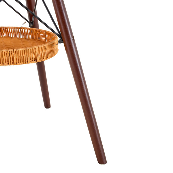 English Elm 31.5-inch Round Dining Table Matte Mdf Top Woven Basket Storage Walnut Legs Compact Walnut+black W1512P508157