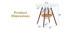 English Elm 31.5-inch Round Dining Table Matte Mdf Top Woven Basket Storage Walnut Legs Compact Walnut/White W1512P508604