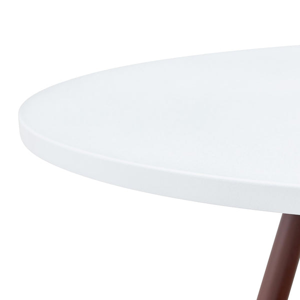 English Elm 31.5-inch Round Dining Table Matte Mdf Top Woven Basket Storage Walnut Legs Compact Walnut/White W1512P508604