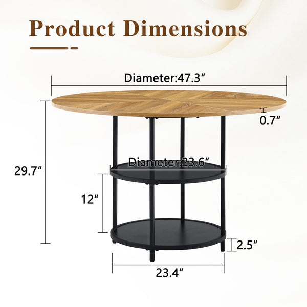 English Elm A Round Marble Patterned Dining Table with Matte Hourglass Base Seats Six People W1512P508623