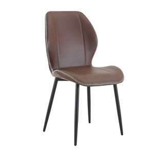 English Elm 4-Pack PU Leather Dining Chairs Ergonomic Lumbar Support Matte Black Metal Legs Set W1512P508642