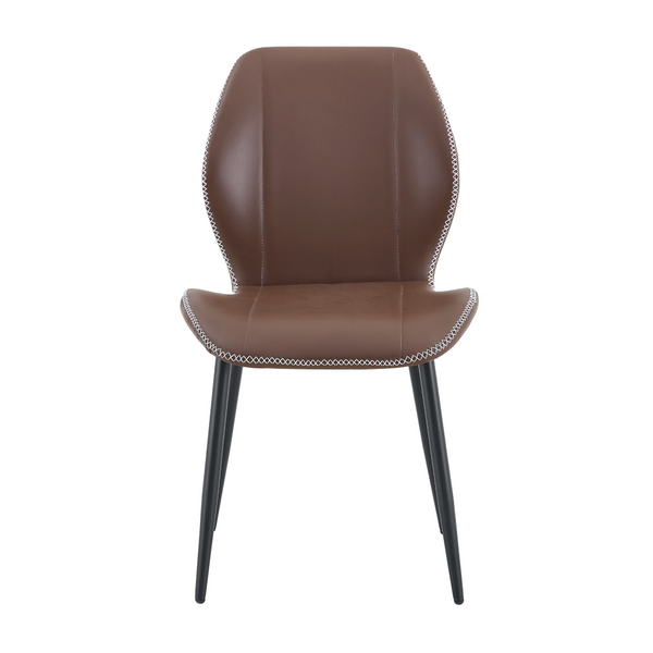 English Elm 4-Pack PU Leather Dining Chairs Ergonomic Lumbar Support Matte Black Metal Legs Set W1512P508642