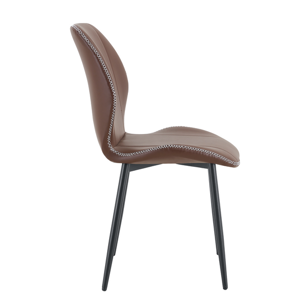 English Elm 4-Pack PU Leather Dining Chairs Ergonomic Lumbar Support Matte Black Metal Legs Set W1512P508642