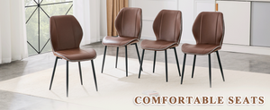 English Elm 4-Pack PU Leather Dining Chairs Ergonomic Lumbar Support Matte Black Metal Legs Set W1512P508642