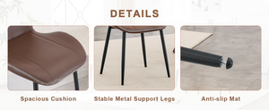 English Elm 4-Pack PU Leather Dining Chairs Ergonomic Lumbar Support Matte Black Metal Legs Set W1512P508642