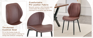 English Elm 4-Pack PU Leather Dining Chairs Curved Ergonomic Seat Black Metal Legs Modern Set W1512P508651