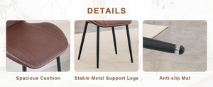 English Elm 4-Pack PU Leather Dining Chairs Curved Ergonomic Seat Black Metal Legs Modern Set W1512P508651