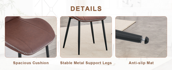 English Elm 4-Pack PU Leather Dining Chairs Curved Ergonomic Seat Black Metal Legs Modern Set W1512P508651