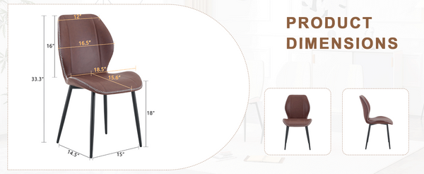 English Elm 4-Pack PU Leather Dining Chairs Curved Ergonomic Seat Black Metal Legs Modern Set W1512P508651