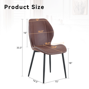 English Elm 4-Pack PU Leather Dining Chairs Curved Ergonomic Seat Black Metal Legs Modern Set W1512P508651