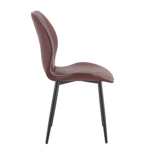 English Elm 4-Pack PU Leather Dining Chairs Curved Ergonomic Seat Black Metal Legs Modern Set W1512P508651