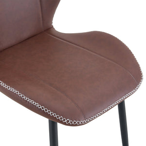 English Elm 4-Pack PU Leather Dining Chairs Curved Ergonomic Seat Black Metal Legs Modern Set W1512P508651