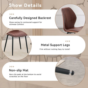English Elm 4-Pack PU Leather Dining Chairs Curved Ergonomic Seat Black Metal Legs Modern Set W1512P508651