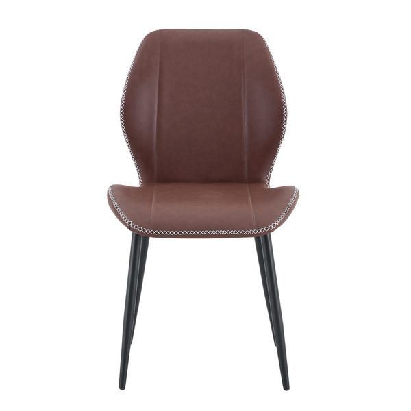 English Elm 4-Pack PU Leather Dining Chairs Curved Ergonomic Seat Black Metal Legs Modern Set W1512P508651