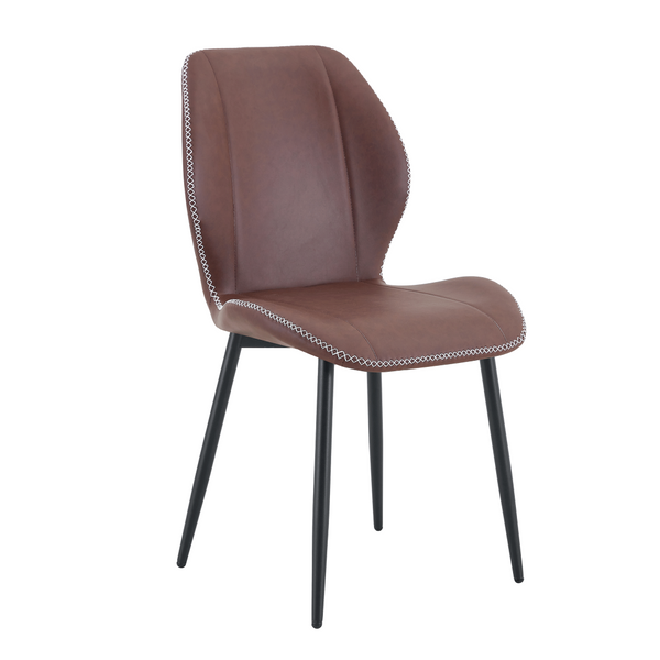 English Elm 4-Pack PU Leather Dining Chairs Curved Ergonomic Seat Black Metal Legs Modern Set W1512P508651