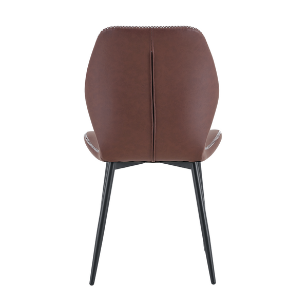 English Elm 4-Pack PU Leather Dining Chairs Curved Ergonomic Seat Black Metal Legs Modern Set W1512P508651