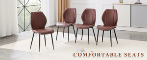 English Elm 4-Pack PU Leather Dining Chairs Curved Ergonomic Seat Black Metal Legs Modern Set W1512P508651