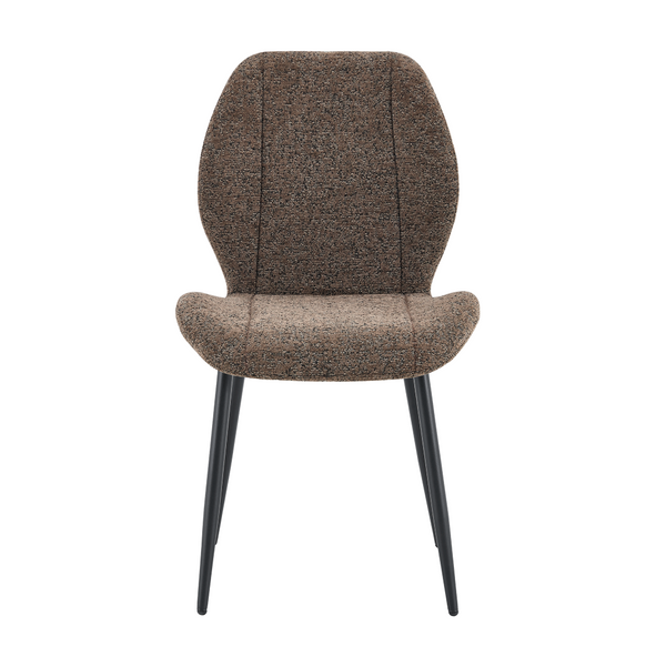 English Elm 4 Retro Brown Fabric Dining Chairs with Curved Backs Steel Legs for Home or Office W1512P508661