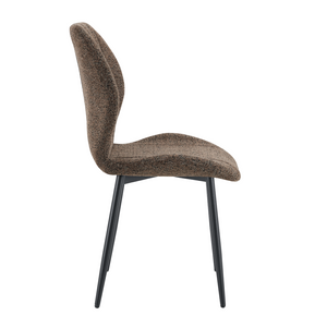 English Elm 4 Retro Brown Fabric Dining Chairs with Curved Backs Steel Legs for Home or Office W1512P508661