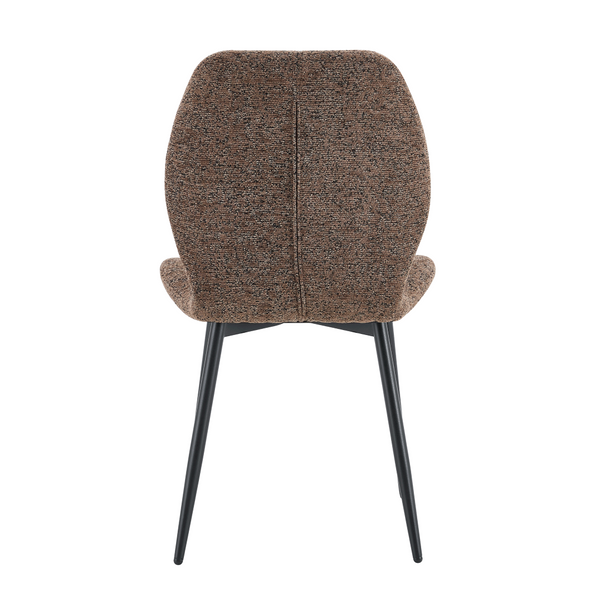 English Elm 4 Retro Brown Fabric Dining Chairs with Curved Backs Steel Legs for Home or Office W1512P508661