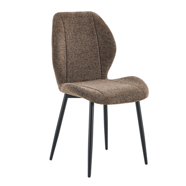 English Elm 4 Retro Brown Fabric Dining Chairs with Curved Backs Steel Legs for Home or Office W1512P508661