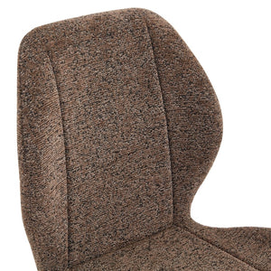 English Elm 4 Retro Brown Fabric Dining Chairs with Curved Backs Steel Legs for Home or Office W1512P508661
