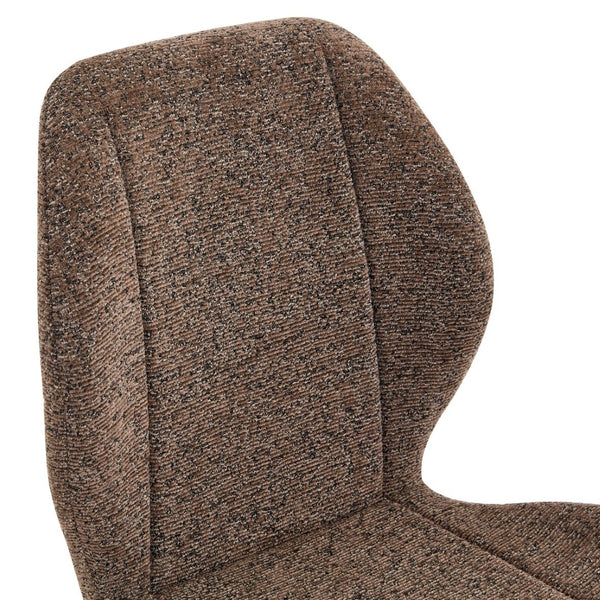 English Elm 4 Retro Brown Fabric Dining Chairs with Curved Backs Steel Legs for Home or Office W1512P508661